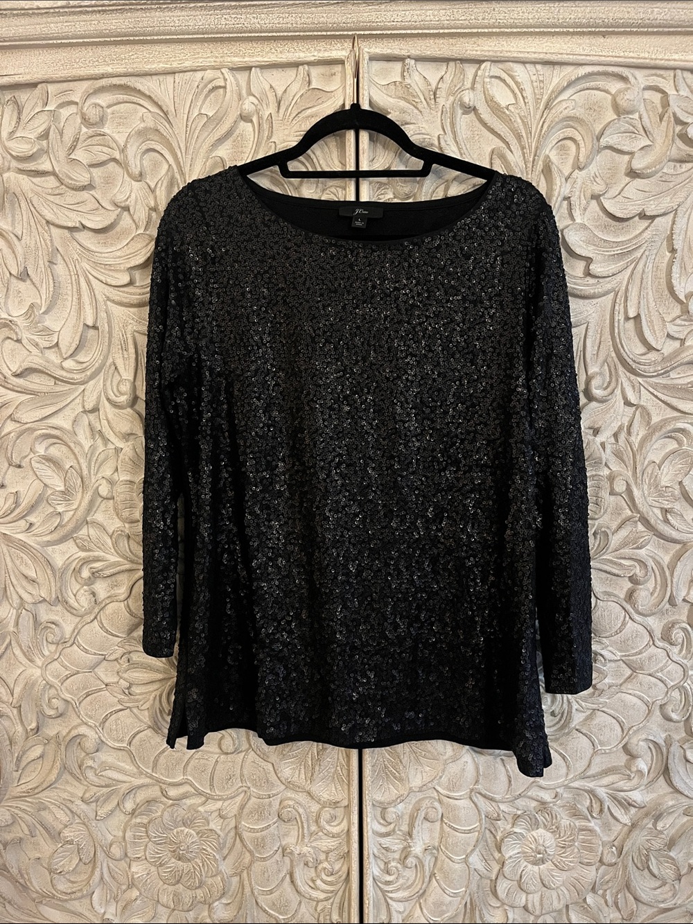 J. Crew Black Sequin Top